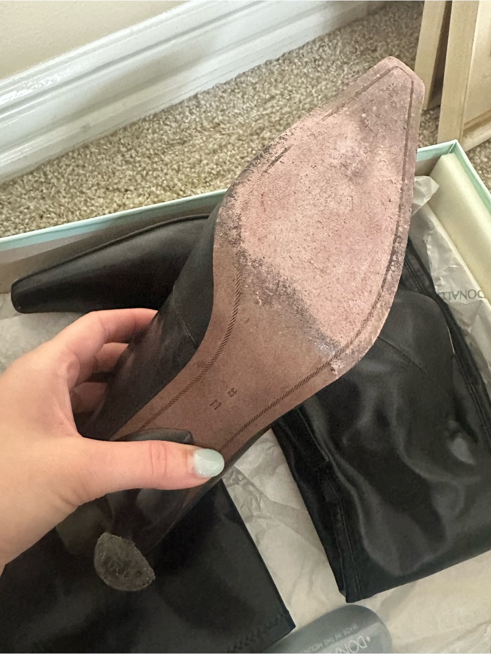 Donald J. Pliner Black Pointed Toe Mid-Kitten Heel Ankle Boots - Picture 4 of 5